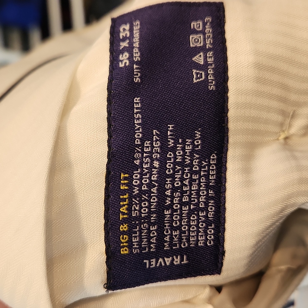NWT Stafford Travel Suit Separate Big & Tall Fit Men's Cream Dress Pants 56 X 32 - Picture 10 of 10